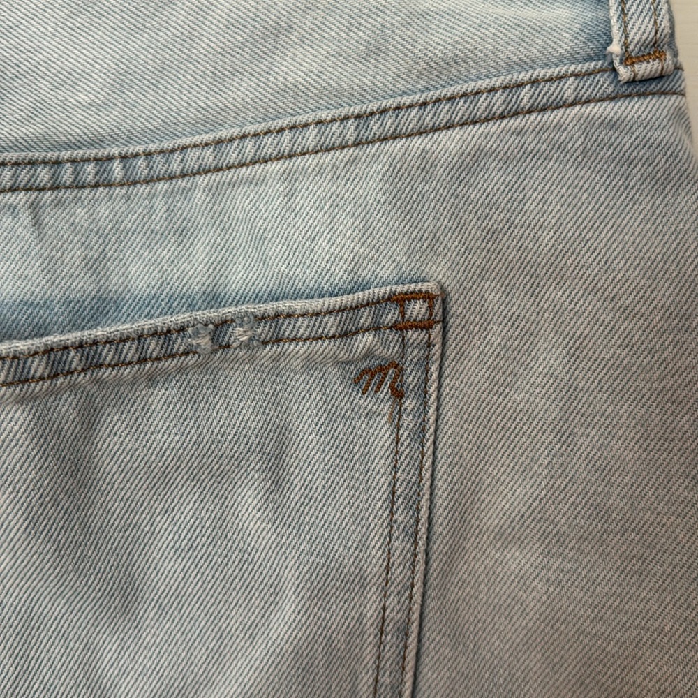Madewell Relaxed Denim Light Wash Blue Shorts Raw Hem Size 16W - Picture 7 of 11